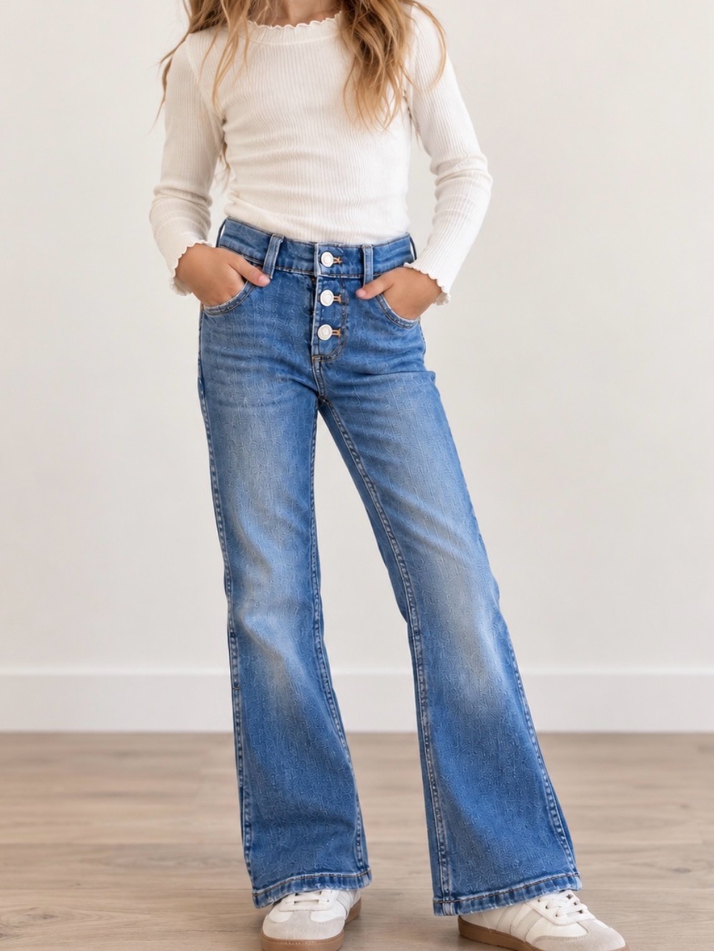 Zara Girls Size 7 Button Fly Flare Jeans